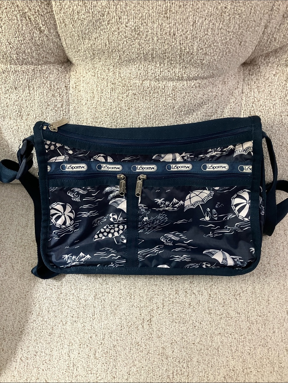 Beach and Boat-Themed Navy Blue LeSportsac Crossbody Bag